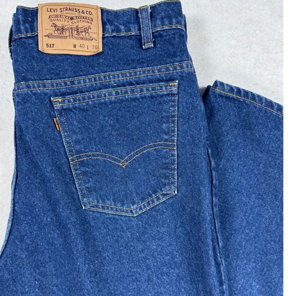 Levi's Other - Vintage Levis 517 Orange Tab Mens 40x30 Bootcut Jeans USA Made Dark Wash Denim